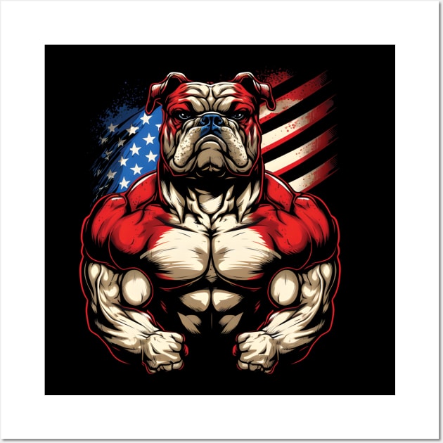 strong bulldog, flag bulldog, gym bulldog, Power bulldog Wall Art by Martumpu Emeld Bow